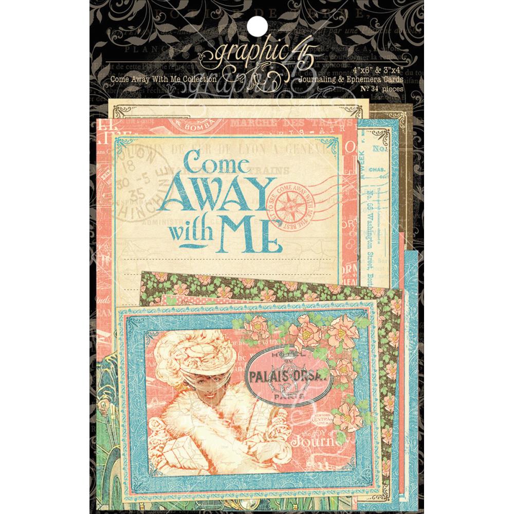 Graphic 45 Come Away With Me 4x6" and 3x4" Journaling & Ephemera Graphic 45 Come Away With Me 4x6" and 3x4" Journaling & Ephemera